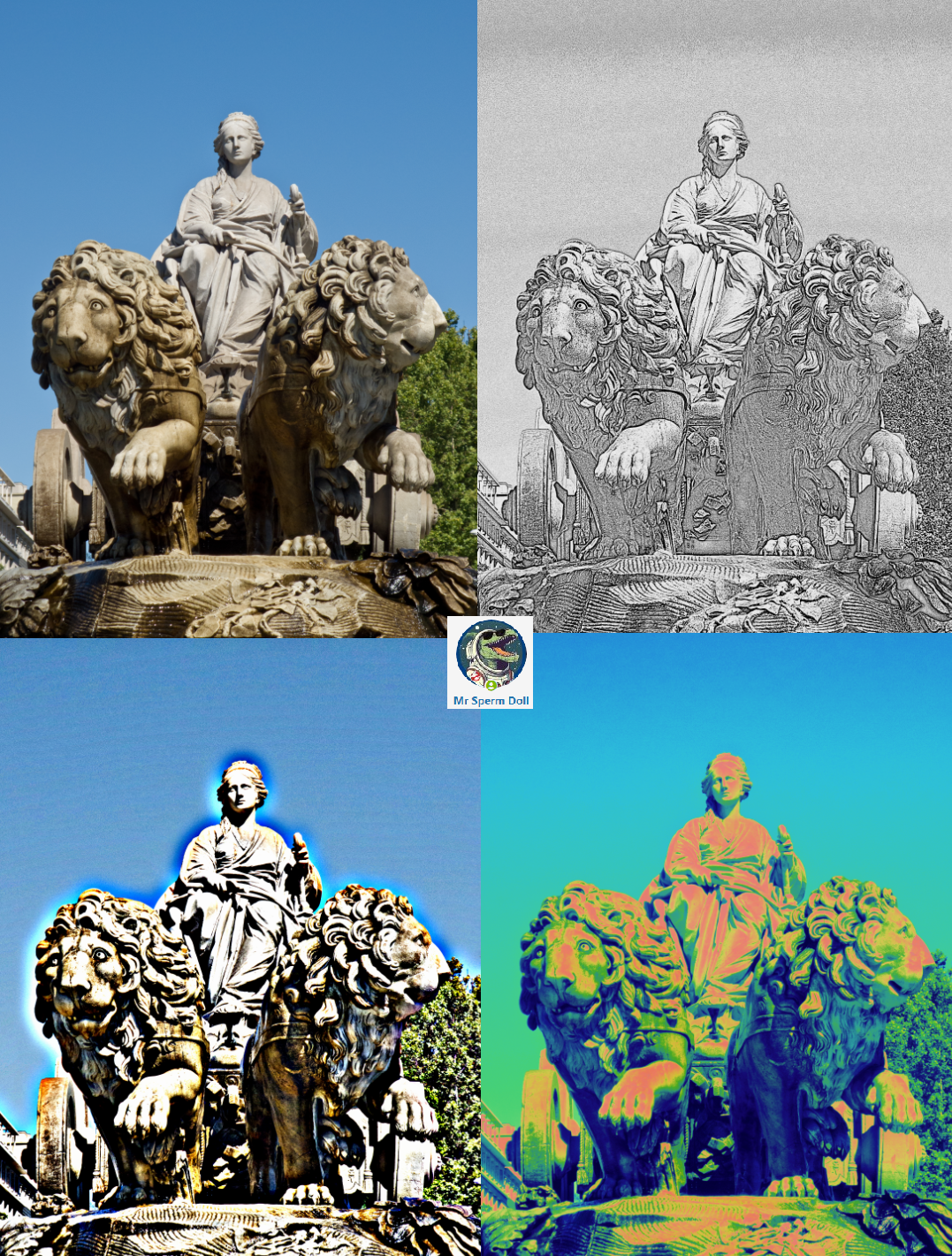 Collage Fuente de Cibeles y  Leones.png