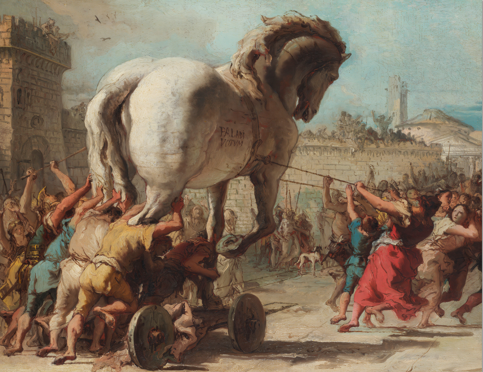 La entrada del caballo en Troya, pintura de Giovanni Domenico Tiepolo, 1773. Galería Nacional ...jpg