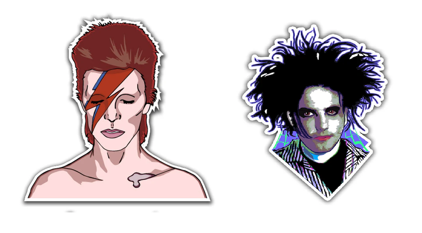 Pegatinas David Bowie The Cure Robert Smith.png