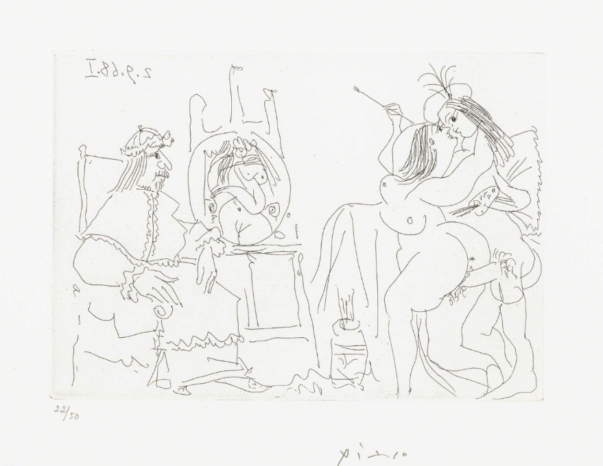 Picasso Raphaël et la Fornarina. X le Pape a fait apporter son fauteuil from La Série 347 (196...png