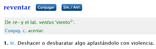 reventar Definición Diccionario de la lengua española RAE - ASALE.png