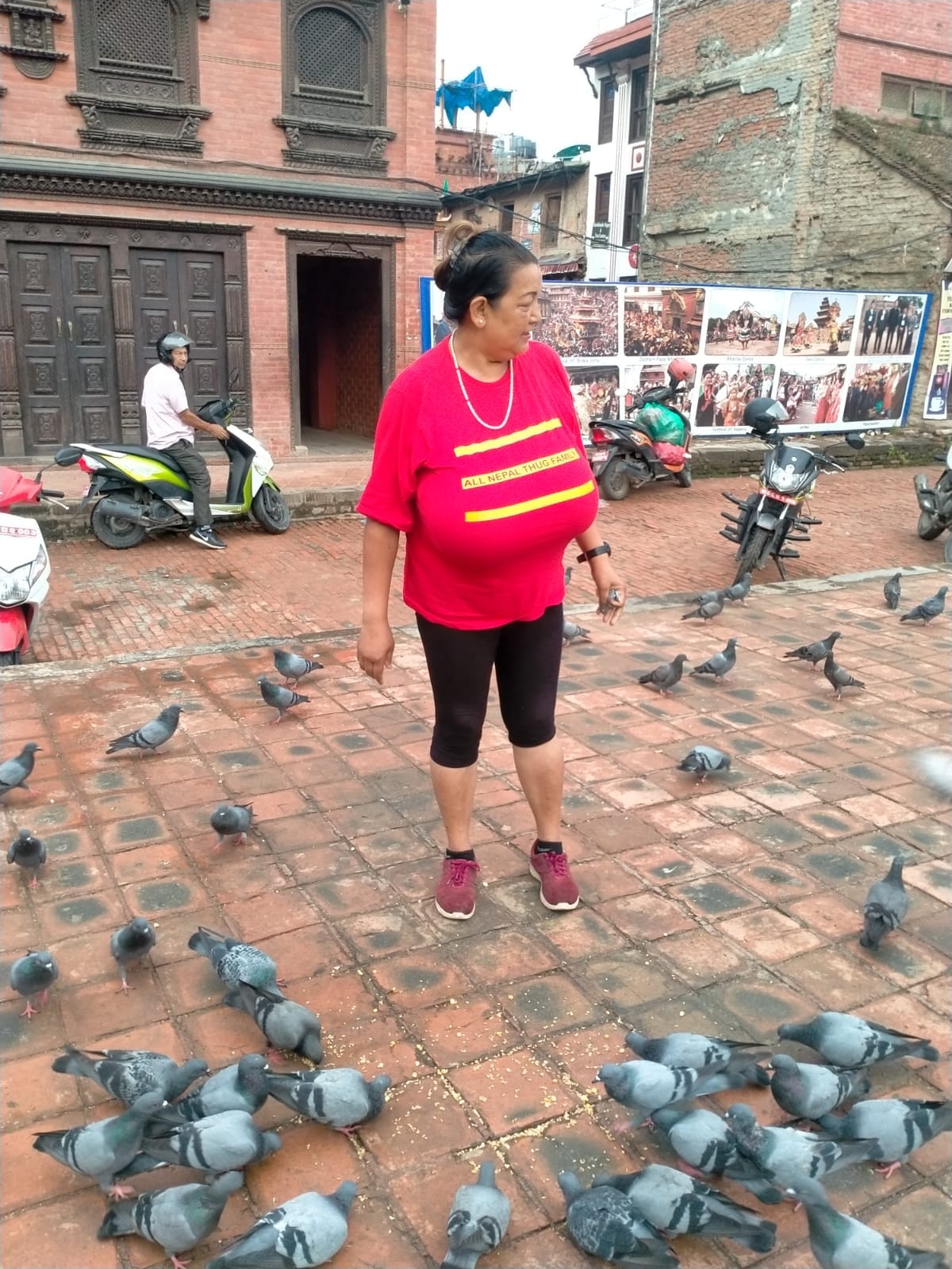 Saraswati Ghimire - it's a hot day and the pigeons regularly flock to find shade under Saraswa...jpg