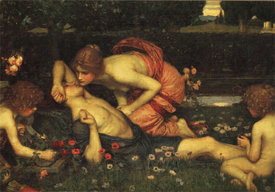 X El despertar de Adonis. 1900 John William Waterhouse..gif