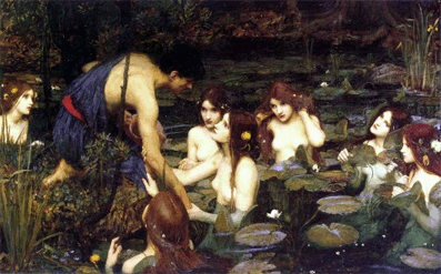 X Hilan y las ninfas. 1896 John William Waterhouse..gif