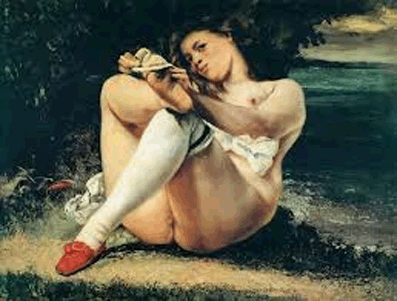 X la mujer con medias blancas 1866 Gustave Courbet.gif
